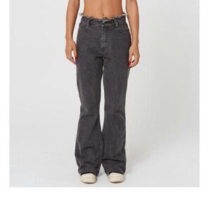 Black Low Rise Frayed Hem Vintage Wash Jeans UK6 US0